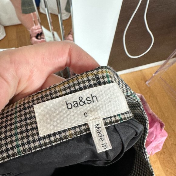 BA&SH Grena Mini Skirt Houndstooth Plaid Multicolor Wrap Style High Low Front - Picture 3 of 11